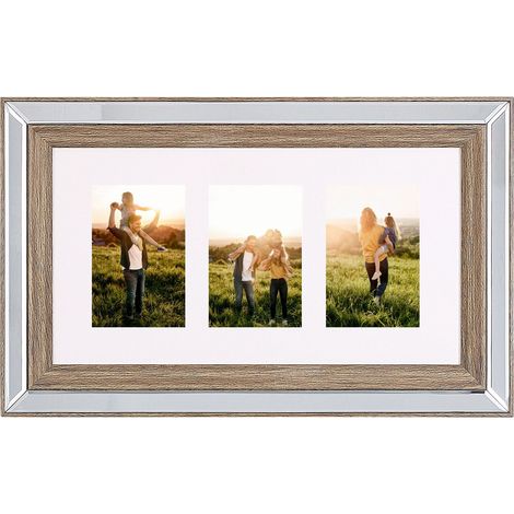 Cadre Pêle-mêle Multivues pour 3 Photos 10 x 15 Effet Miroir et Bois Foncé Accessoire Parfait pour Décorer les Murs de votre Maison Beliani