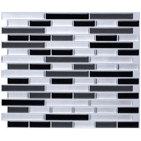 Self Adhesive Tile Wallpaper Brushed Silver 28 x 24 cm Mosaic Style Wall Sticker Waterproof Decorative Film for Bathroom and Kitchen Wall Tiles (1/4)