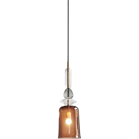 Suspension Métal et Verre Baudelaire Design Vintage Élégant Couleur ambre (1/4)