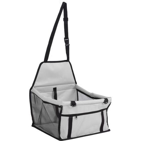 Siège auto pour animaux de compagnie, imperméable, respirant, antidérapant, sangles réglables, panier de transport avec laisse de sécurité pour chiot et chat, gris. (1/5)