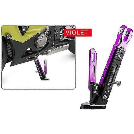 Verstellbare CNC-gefräste Motorrad-Fußstütze aus Metall, Seitenhalterung, langlebige, korrosionsbeständige Halterung, Motorradständer – Lila (1/5)