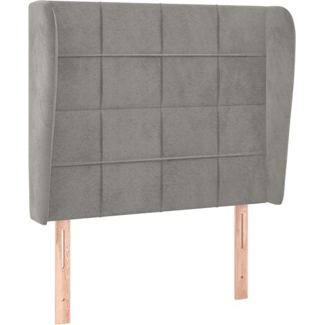Testiera accessorio letto mobile camera da letto con bordo laterale 83 x 23 x 118/128 cm tessuto velluto grigio chiaro TDL0205123