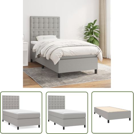 The Living Store Boxspringbett mit Matratze Hellgrau 90x190 cm Stoff - Boxspringbett - Doppelbett - Schlafraum - Bettenrahmen - Matratze (1/5)