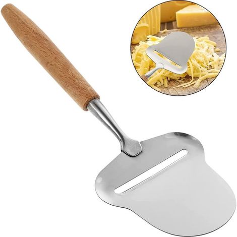 Käseschaber aus Edelstahl, tragbarer Käseschneider, Trüffelschneider mit Holzgriff für Käsestücke, Kuchen, Pizza, Melonen, Schokolade, Weich- und Hartkäse (1/5)