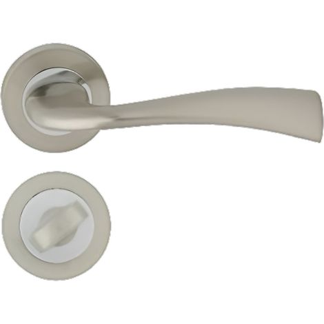 DOMINO Poignée de porte FLY R ECO M6/M9 WC Poignée avec rosace WC Chrome/nickel brillant (1/5)
