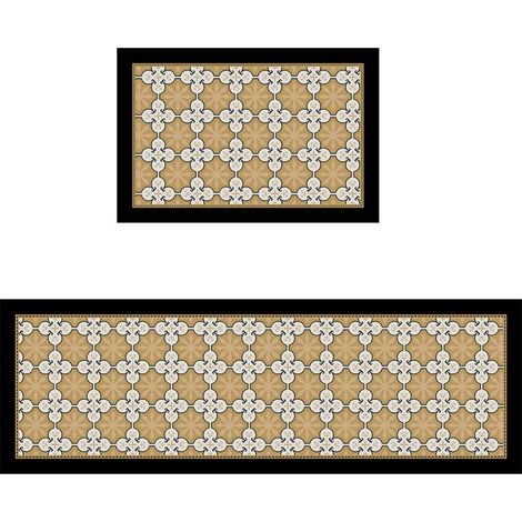 LAN Carreaux floraux Paysage du soir 5020cm (Terre de diatomées) Tapis de sol spécialement conçu pour la cuisine : résistant aux taches, facile à nettoyer, à séchage rapide, en terre de diatomées, abs (1/5)