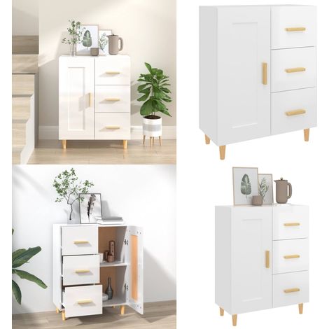 Credenza 69,5x34x90 cm in Legno Multistrato Bianco Lucido - Credenza moderna - Credenza da soggiorno