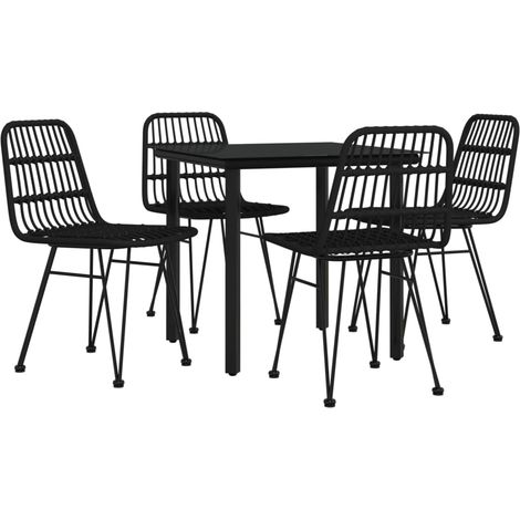 Muebles de comedor de jardín 5 piezas mimbre resina negro 020014786