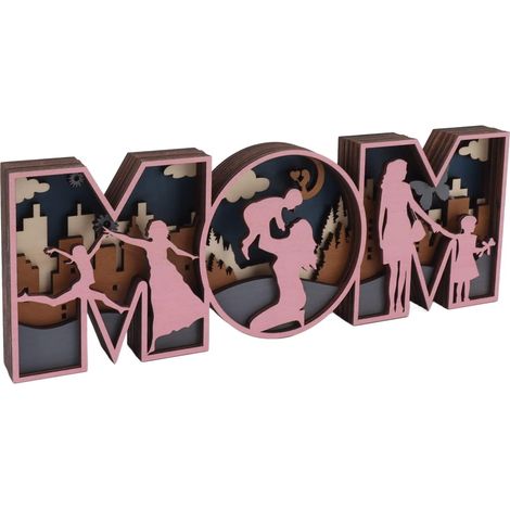 Holzschild „Mama“, niedliche Form, handpoliert, Dekoration zum Muttertag, aus Buchsbaumholz (1/5)