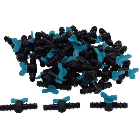 Lot de 50 vannes d'irrigation en plastique à barbillons pour tuyau 12mm, raccord jardin 10x5,5x2,5cm (1/5)
