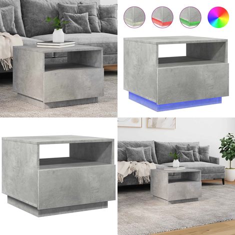 Couchtisch mit LED-Leuchten Betongrau 50x49x40 cm - Moderner Couchtisch - Holzwerkstoff Möbel - Wohnzimmerstil - LED Beleuchtung - Couchtisch Mit Stauraum - Home & Living (1/5)