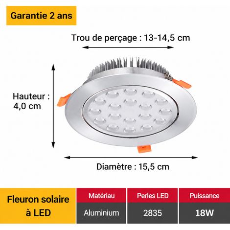 Spot encastrable LED 18W multi-lentilles 15,5 cm blanc 6000K 18w 15.5 cm 13-14 100 g – Livraison gratuite