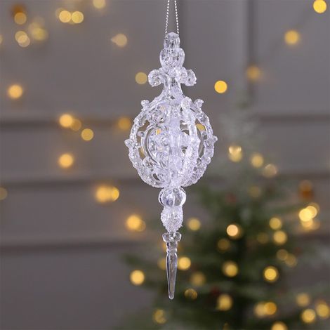 Guirlande De Noël - Flocon De Neige En Plastique Avec Paillettes - Décoration Pour Arbre De Noël - 1 Pièce