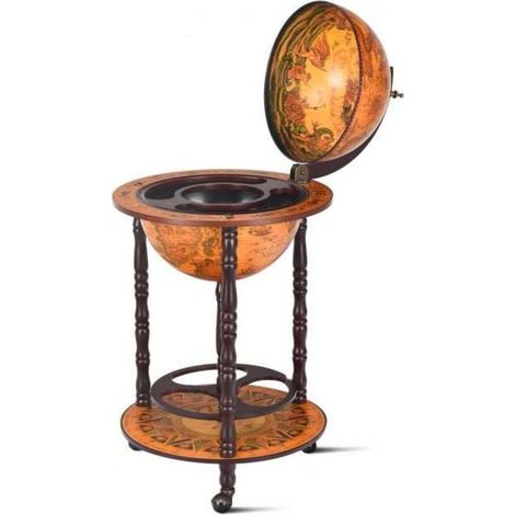 Point focal élégant, meuble bar globe à 3 roulettes avec grand espace de rangement pour salon ou bureau (1/5)