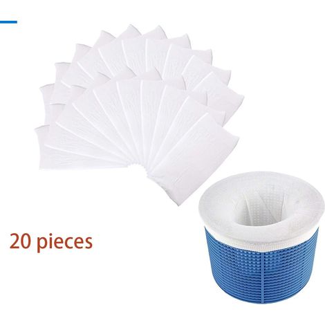 20 chaussettes filtrantes pour paniers d'écumoire de piscine, pour nettoyer les débris et les feuilles (panier d'écumoire de piscine non inclus). (1/5)