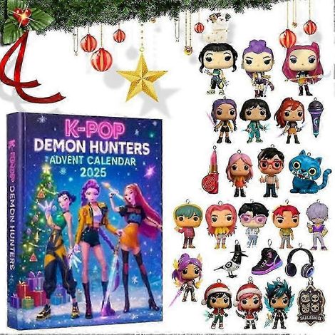 Calendrier de l'Avent K-Pop Demon Hunters 2025 avec breloques en acrylique 2D