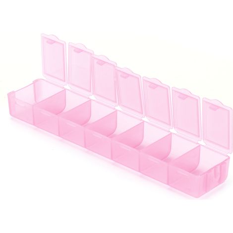 Divide Storage Box 7-Grid Watercolor Palette Jewelry Travel Repacking Plastic ContainerPink (1/5)