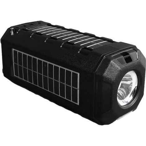 Enceinte Bluetooth solaire, panneau solaire étanche, lampe torche lumineuse 1200 mAh, fonction radio, bandoulière (1/2)