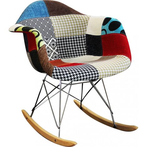 Poltrona Dondolo Moritz 53x47x82 h cm in Legno Patchwork (1/5)