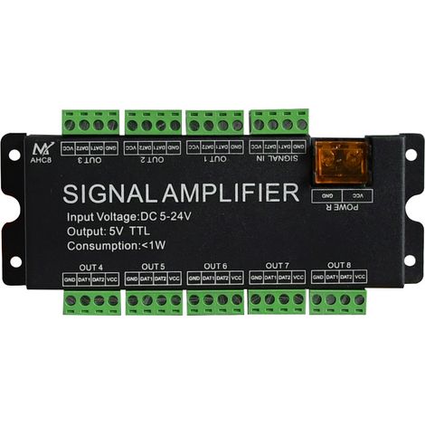 Amplificateur de signal pour ruban LED WS2811/2812B/1903, 5-24 V, 8 canaux