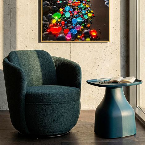 Fauteuil pivotant Turin tissu bouclette Bleu canard (1/5)