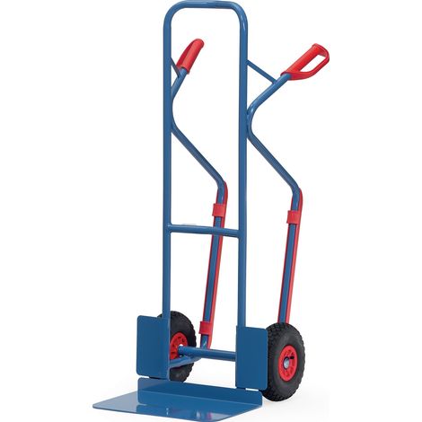 Carrello impilabile H.1300mm con pala L.300xP.480mm, pneumatici, capacità 300kg, blu brillante