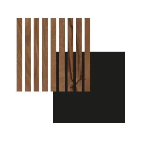 Lot de 2 Panneaux tasseaux MDF acoustique Castle OAK sur fond Noir 2770 x 300 x 20 mm - 1,662 m² PEFC 70%