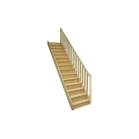 Levigne – Escalier droit sapin massif 285 cm – Kit recoupable avec 15 marches – Largeur 80 cm – Hauteur de marche 19 cm – Usage intérieur