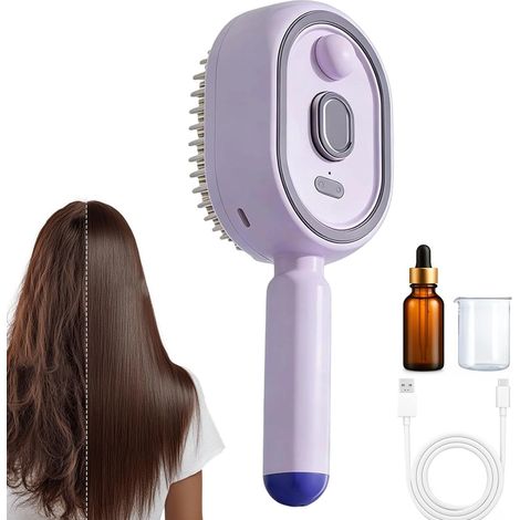 Brosse À Vapeur Électrique, Peigne De Massage À Coussin D'air, Brosse A Cheveux 2 En 1 Brumisateurs Avec Spray D'eau, Antistatique, Pour Cheveux Secs Et Abîmés (1/5)