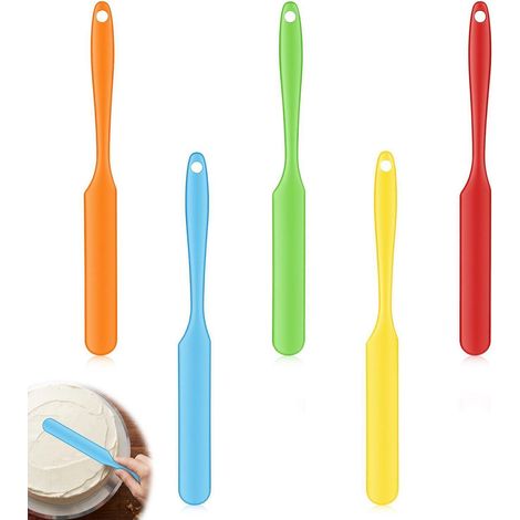 5er Set Silikon Spatel Klein, Teigschaber Schmal, 24cm Griff, Mehrfarbig