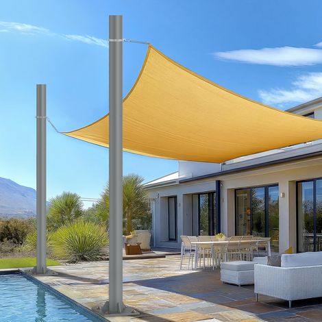 Mât de voile parasol réglable en hauteur 3m en acier - Poteau robuste (épaisseur de paroi de 2,5 mm) avec kit complet de fixation pour jardin, terrasse et balcon (1/5)
