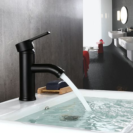 Robinet de lavabo noir court
