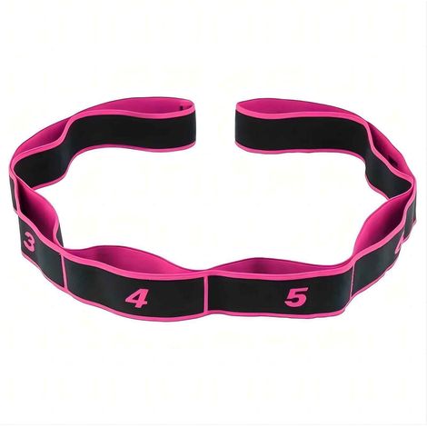 Bande De Stretching Yoga - Sangle En Nylon Avec 8 Boucles - Pour Fitness Danse Et Gymnastique - Rose (1/5)