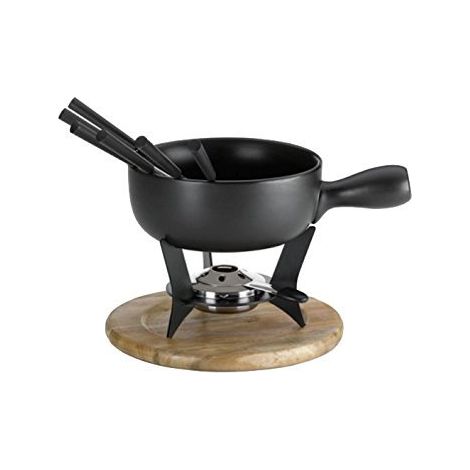Kela 16640, Set per fonduta al Formaggio, 10 Pezzi, per 6 Persone, Ceramica, 1 l, Country, Nero, ghisa, 22,00x22,00x21,00 cm