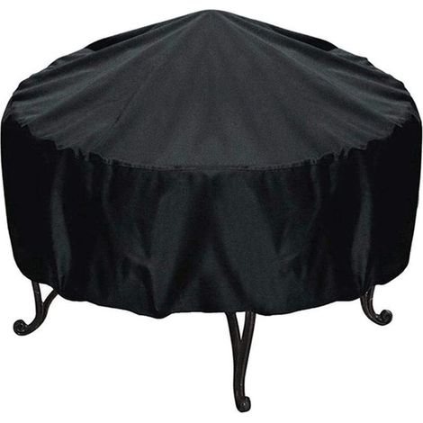 Housse de gril ronde – Housse de foyer en tissu Oxford – Housse de protection pour foyers tout autour – 1 – Accessoire de jardin noir (1/5)