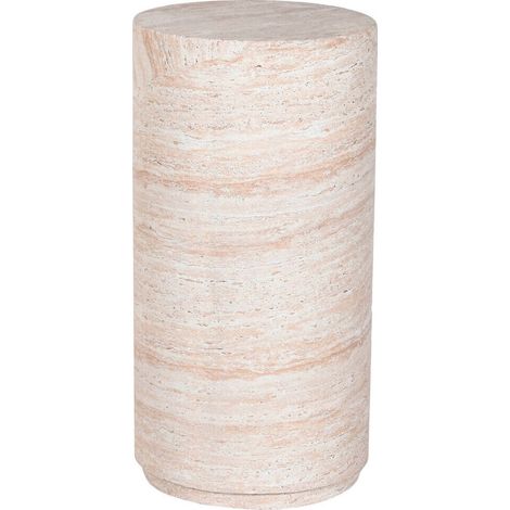 Table d'appoint effet travertin style néoclassique élégance - Beige effet travertin marbré (1/3)
