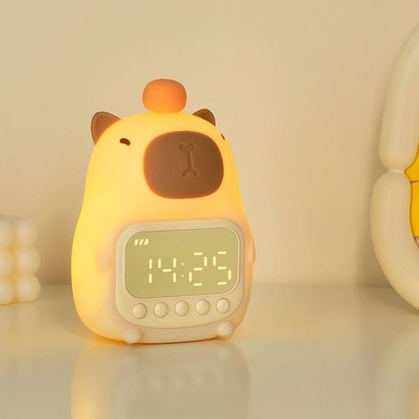 Horloge Réveil Capybara avec Veilleuse, Design Mignon, Intensité Variable, Rechargeable, Pour Enfants et Étudiants (1/5)