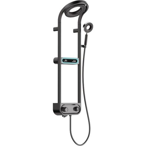 Mexen Peak set de douche en saillie avec pomme de douche et robinet, écran LED, noir - 78106-70 (1/2)