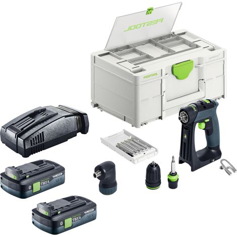 Set base Festool CXS 18 - Trapano avvitatore a batteria 18 V 40 Nm Brushless + 2 batterie da 4,0 Ah + caricabatterie rapido + Systainer (1/5)
