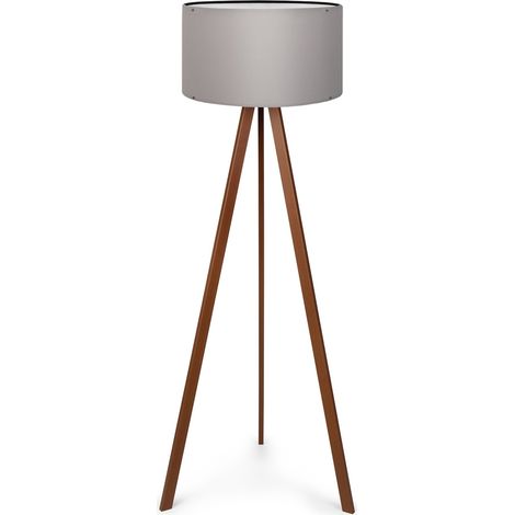Lampadaire lampe lumière luminaire hauteur 140 cm E27 effet bois gris (1/2)
