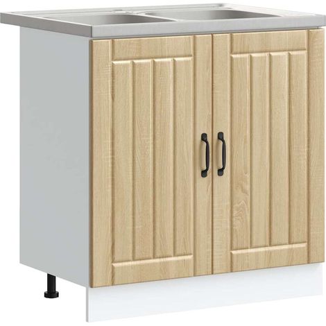 Küchenschrank Lucca 2 pcs Braun 80 x 46 x 81.5 cm Holzwerkstoff vidaXL (1/5)