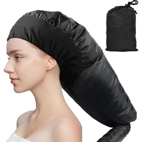 Adjustable Black Nylon Hair Dryer Cap for Portable Salon and Home Hair Dryer (1/5)