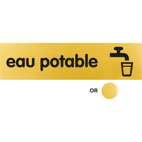 Plaque de porte Eau potable - Classique or 170x45mm - 4490397