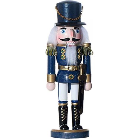 1 Pezzo Schiaccianoci di Natale in Legno Altezza 25cm Serie Rossa e Blu