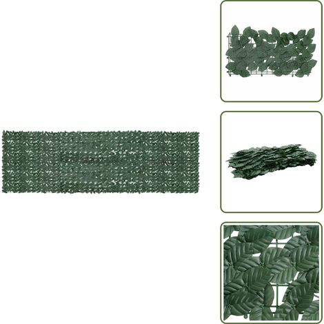 Balkon-Sichtschutz mit Dunkelgrünen Blättern 500x150 cm - Balkon Sichtschutz - Gartensichtschutz - Windschutz - UV Schutz - Privacy Screen (1/5)