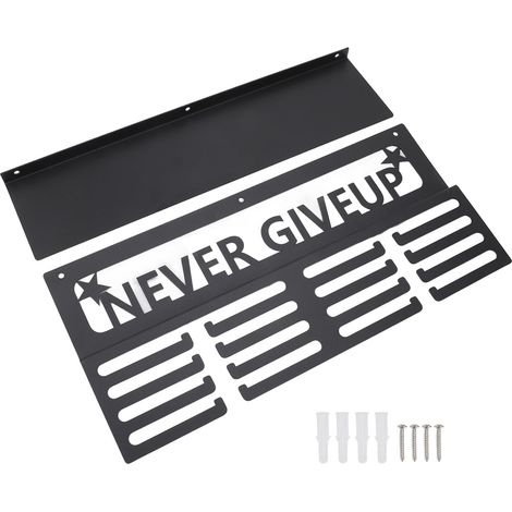 Medal Hanger Display Multipurpose Innovative Wall Mounted Metal Awards Rack with Trophy Shelf for Runners Black (1/5)