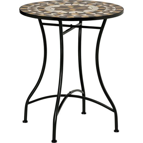 Outsunny 60cm Mosaic Round Bistro Table Outdoor Garden Side Table, Grey (1/5)