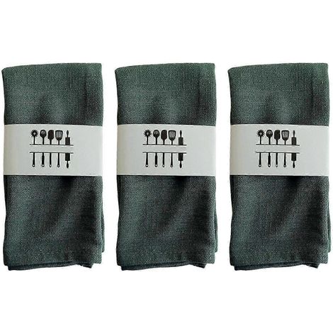 Lot de 3 serviettes de table en tissu, napperons pour assiettes et décorations de table à la maison-Dark Green