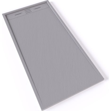 HIEMAL Receveur de douche 80 x 160 cm résine Gris aspect ardoise + bonde incluse - Salle de bain