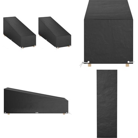 Abdeckungen für Sonnenliegen 2 Stk. 12 Ösen 200x65x35/60 cm - Sonnenliegen Abdeckung - Gartenmöbelschutzhülle - Wetterfeste Abdeckung - Sonnenschutz - UV-Schutz - Home & Living